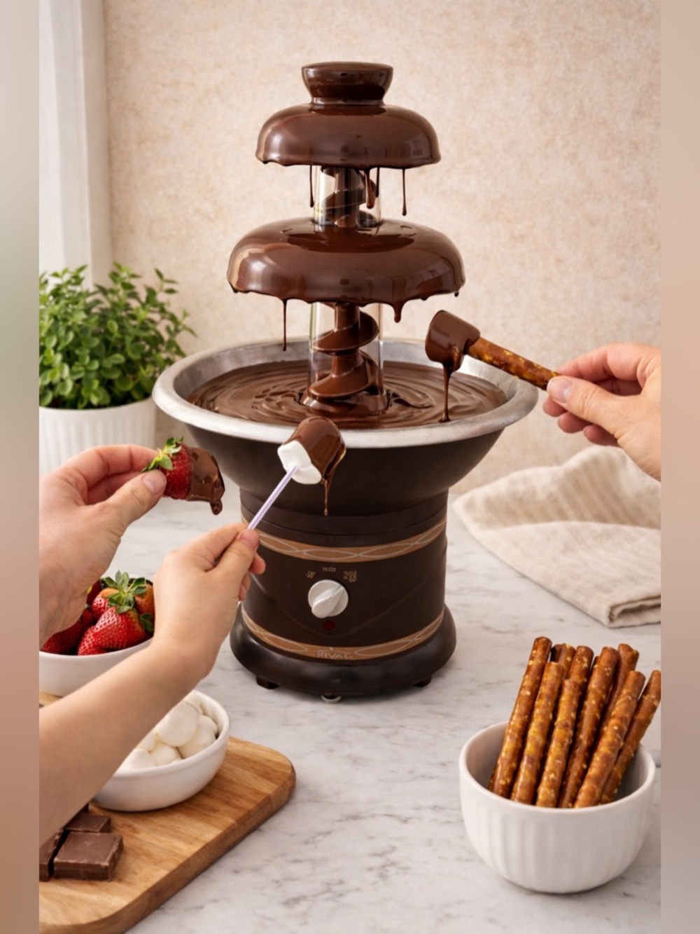 Rival CFF5 Chocolate Fountain, 3-Tier Dessert Fountain, Summer Party Essential